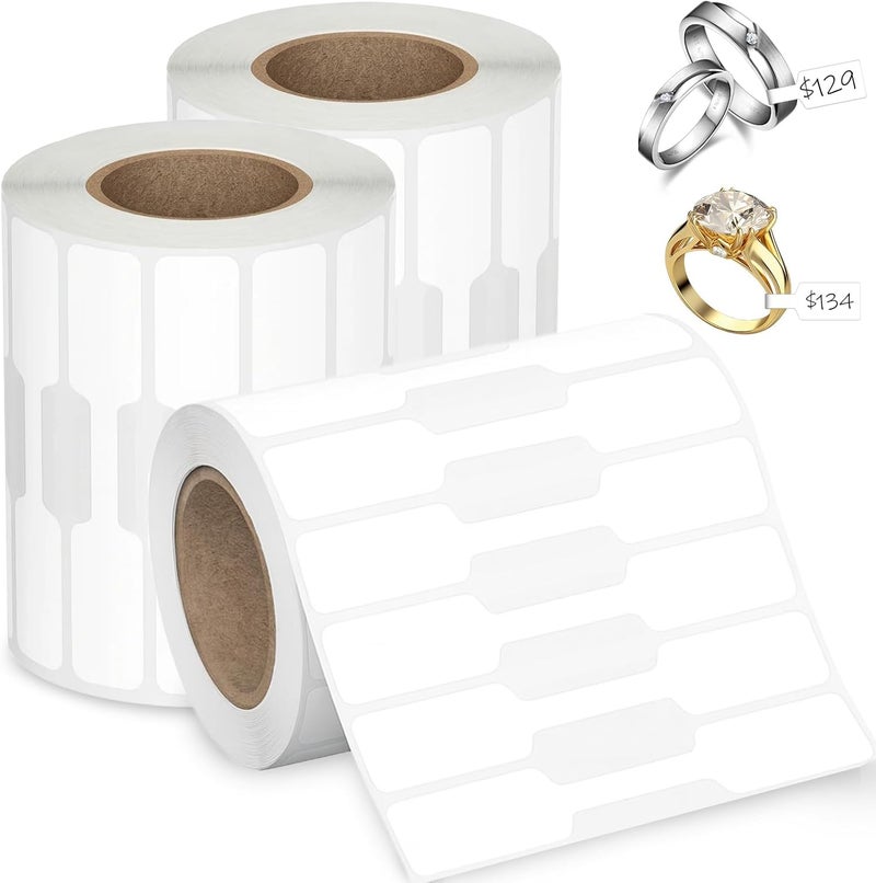 Bolsdoic 1500 PCS Jewelry Price Tags Stickers, Rectangular Self Adhesive Indentification Tags, Blank Waterproof Price Labels, Removable Residue-Free Labels for Display, Craft Shows of Necklace, Earring, Ring - Image 1